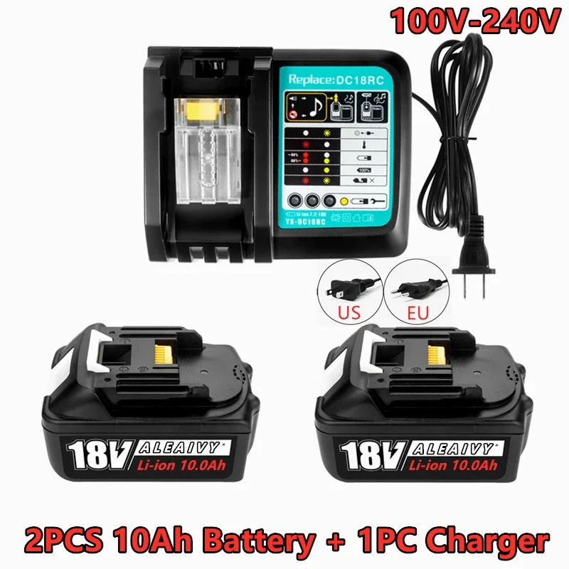 

100% New BL1860 Rechargeable Battery 18 V 10000mAh Lithium ion for Makita 18v Battery BL1840 BL1850 BL1830 BL1860B LXT + Charger