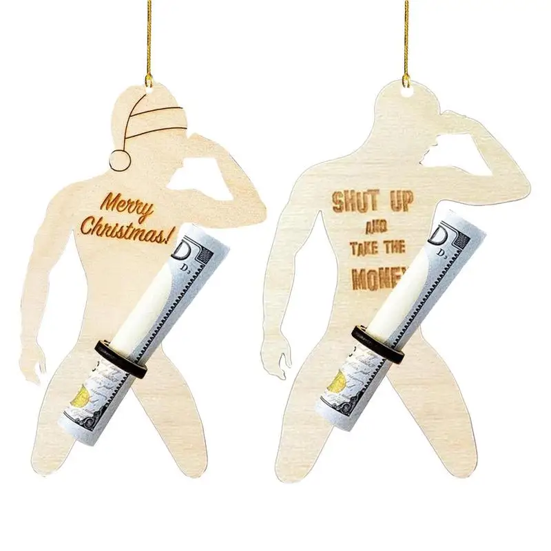 

Уникальный рождественский держатель для наличных | Деревянный праздничный держатель для денег с ремешком | 2 предмета