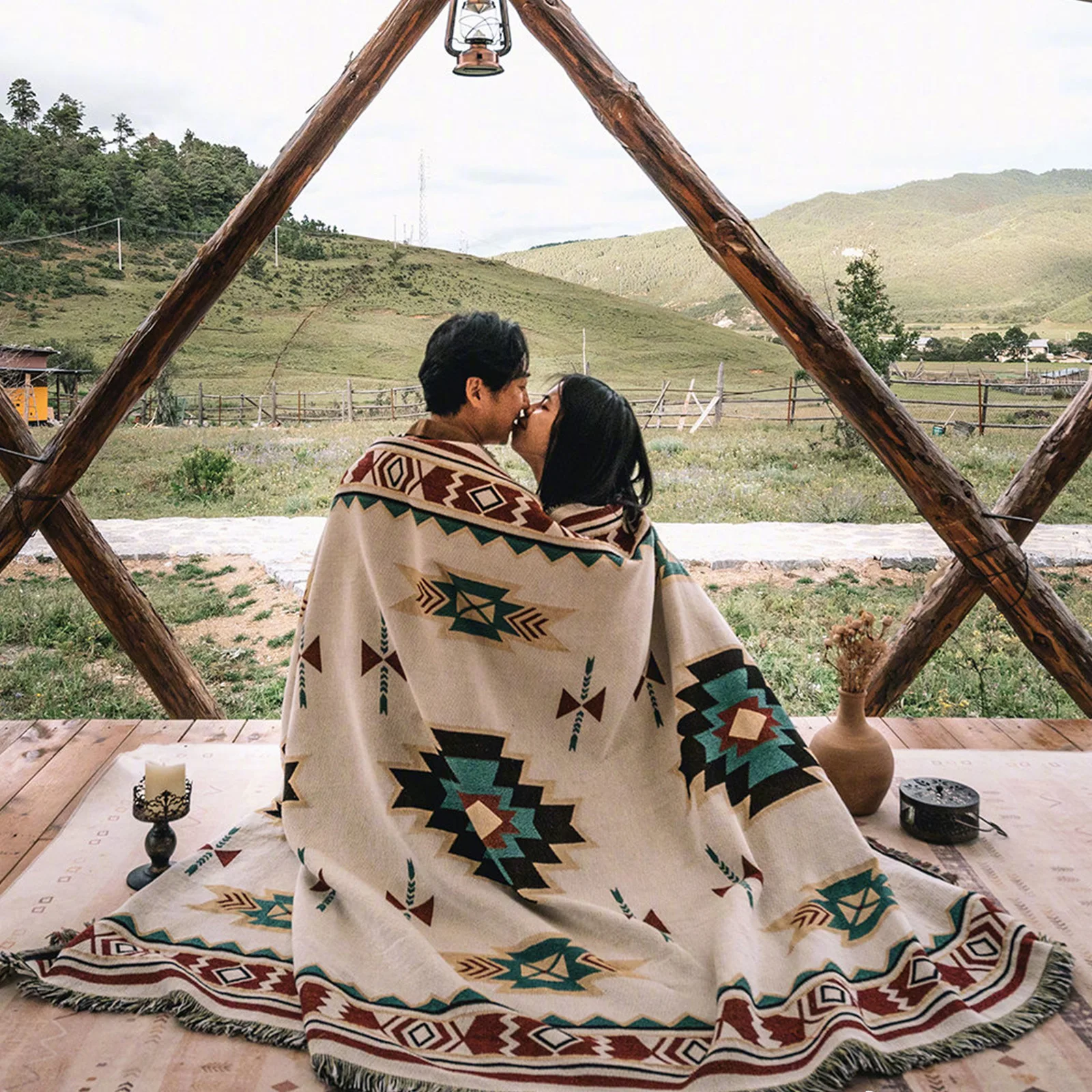 

Boho Knitted Chair Sofa Cover Towel Soft Throw Blanket Lace Luxury Decor For Camping Bed Bedspread Outdoor Beach Sandy Carpet