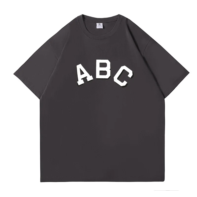 

Essentials ABC Print T-shirts Summer Men Clothing 100% Cotton Short Sleeve Oversized Streetwear Free Shippin футболка оверсайз