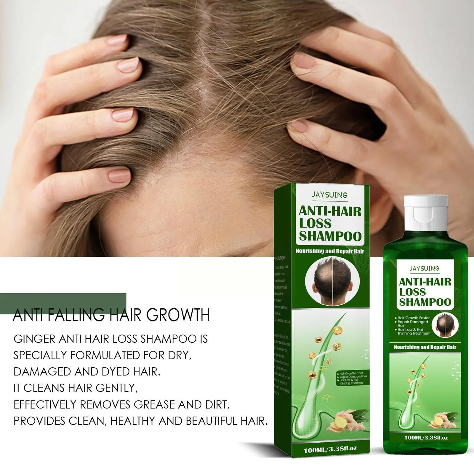 

100ml Hair Loss Treatment Shampoo Hair Shampoo Ginger Hair Thick Cinnamon Anti-hair Hair Grow Shampoo Growth Loss Care Grow E2Y0