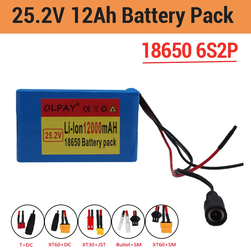 

6s2p 24V 12Ah 18650 Battery Lithium Battery 25.2v 12000mAh Electric Bicycle Moped /Electric/Li ion Battery Pack with