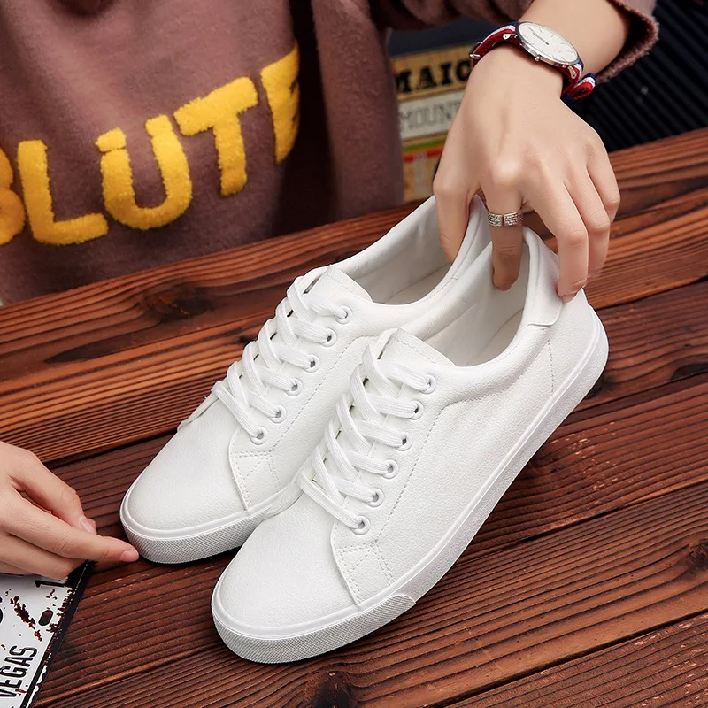 

New Spring and Autumn Low-top Men's Casual Shoes Fashion PU Leather White Shoes Flat Men's Shoes Vulcanized Sports Shoes