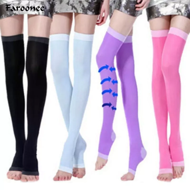 

Womens Stockings Varicose Veins Compression Burn Fat Fit Slimming Beauty Leg Over the Knee Fingerless Lean leg Stockings