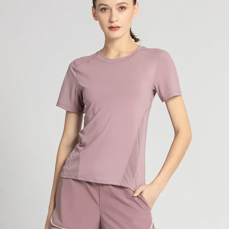 Summer Women Short Sleeve Sport T-shirts Mesh Breathable Yoga Shirts S-3XL Quick Dry Gym Fitness Running Workout Tees Top Blouse