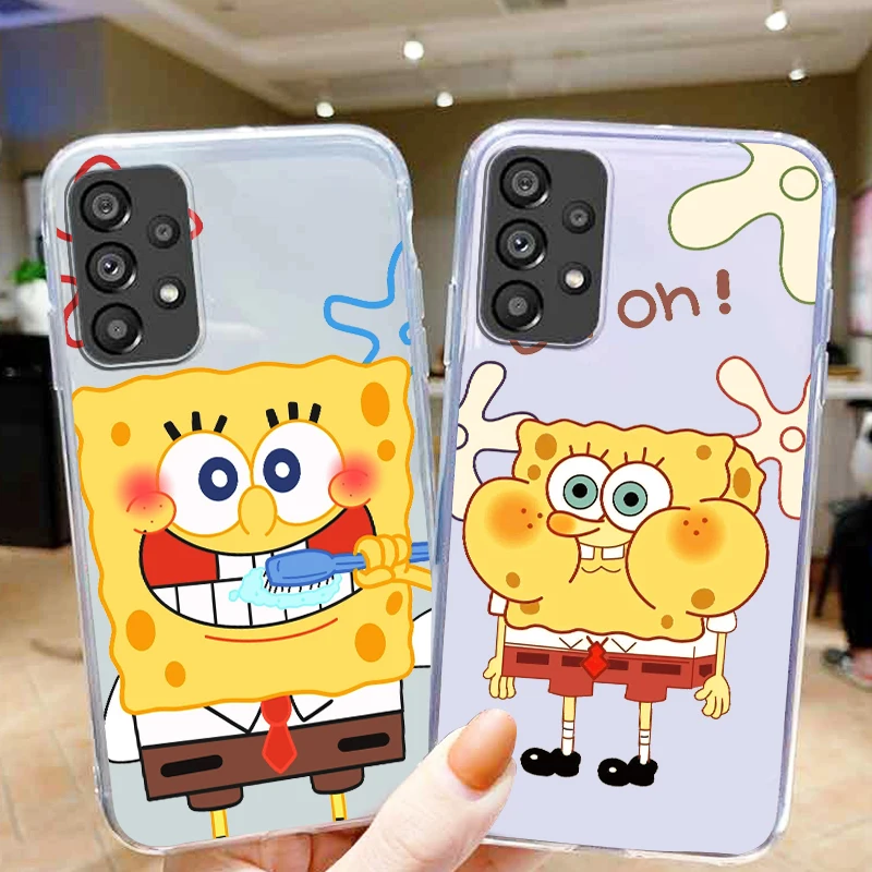 

Cute SpongeBob Patrick Star Phone Case For Samsung A73 A72 A71 A53 A52 A51 A42 A32 A23 A22 A21S A13 A12 A03 Transparent