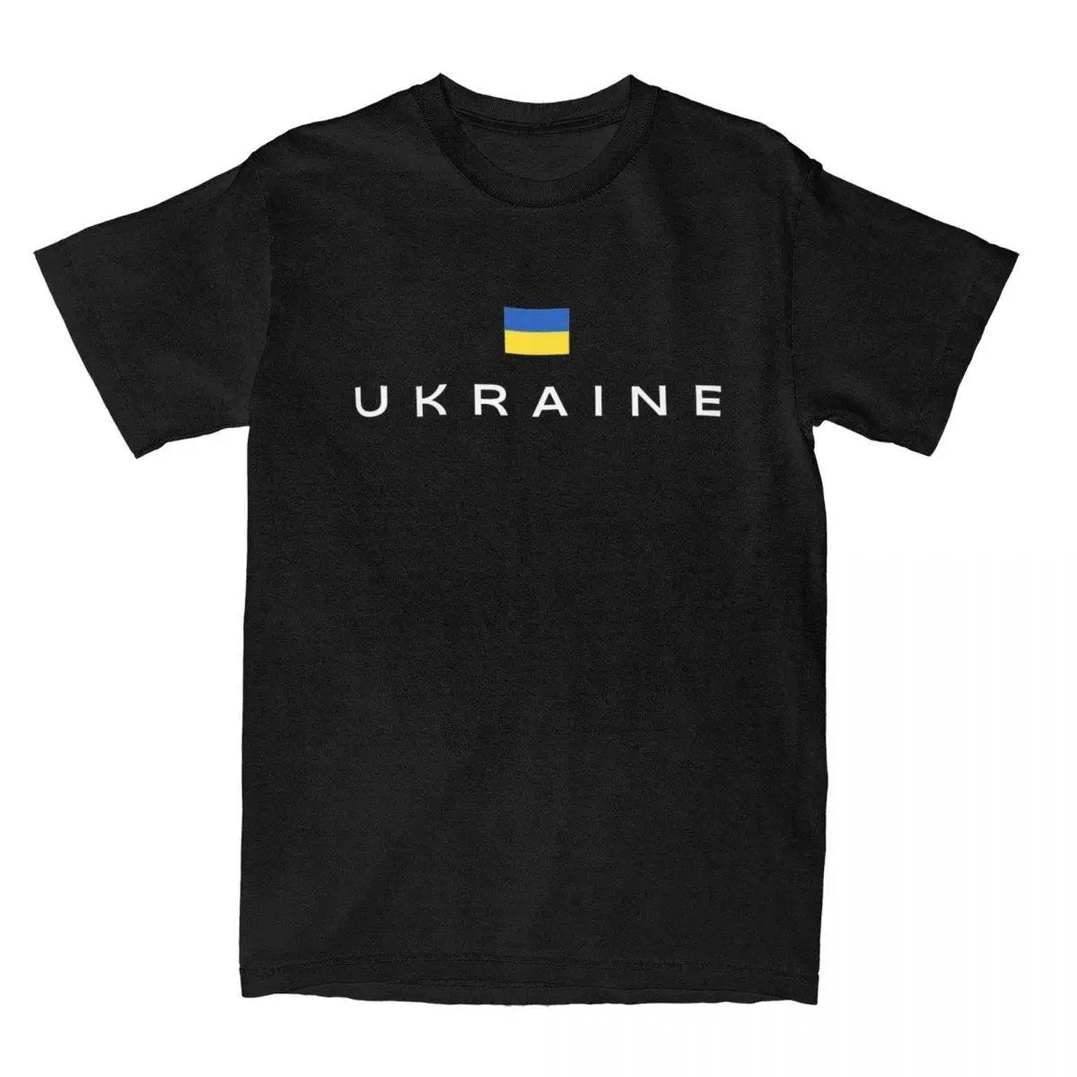 Men's Ukraine Flag Nation Homeland T Shirt Cotton Clothes Novelty Short Sleeve Round Collar Tees Unique T-Shirts
