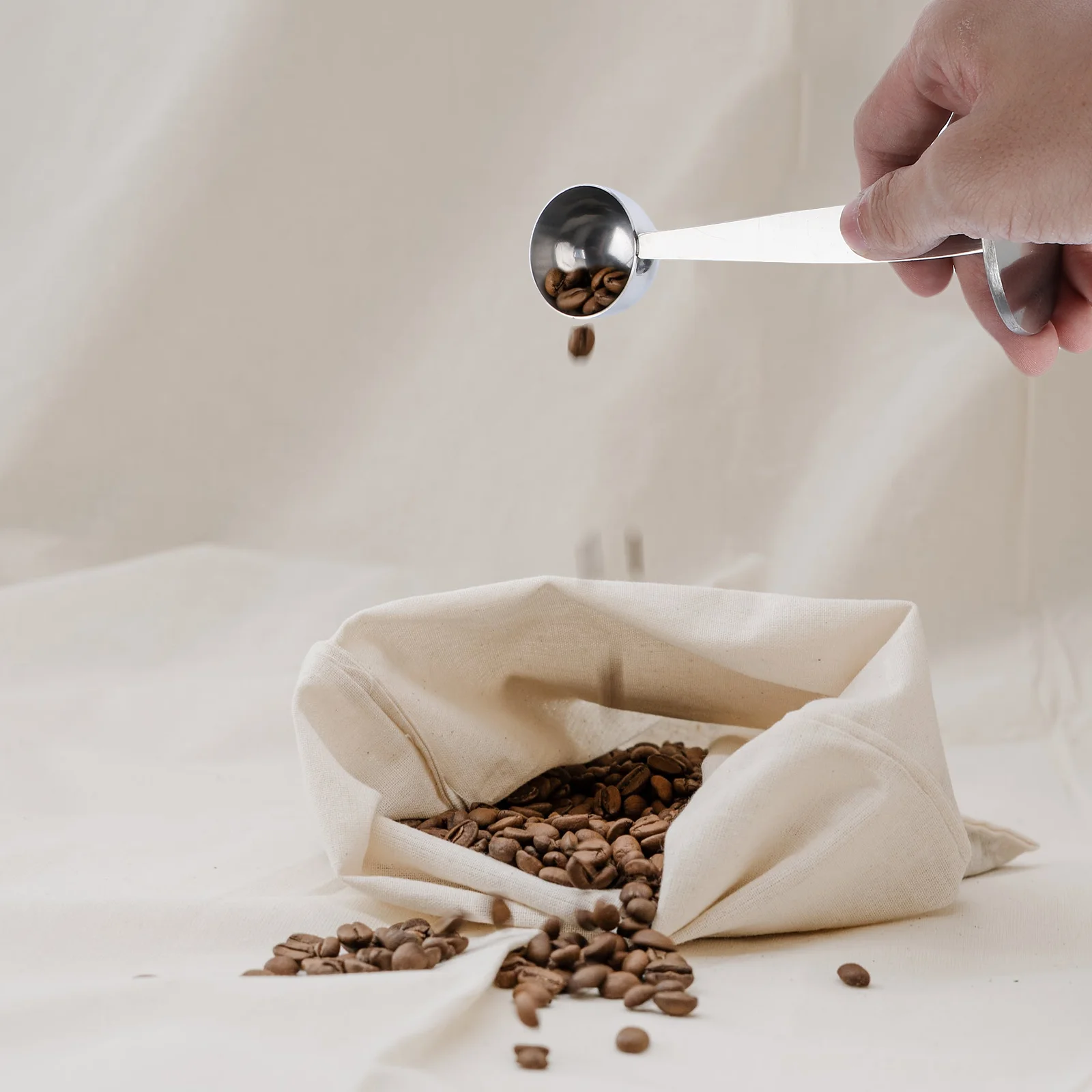Темпер для кофейных зерен с ложкой Половник 2-в-1 серебристый нержавеющая сталь