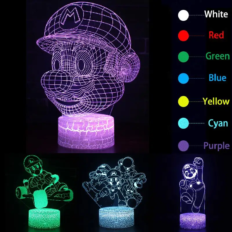 

Anime Figure Super Mario Luigi Night Light 3D Modeling Led Usb Desk Lamp Bedside Ornaments Children's Gifts Sell Like Hot Cakes