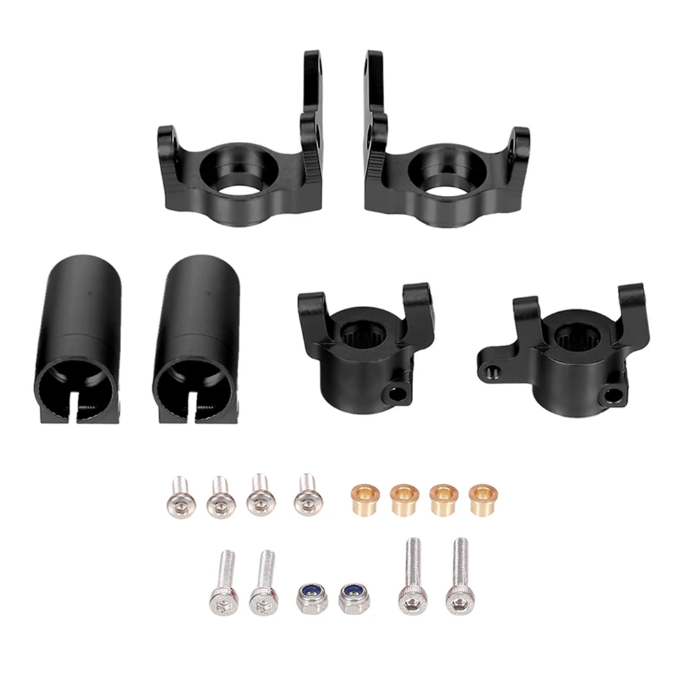 6Pcs Metal Steering Knuckle C Hub Carrier Rear Axle Lock Out Set for AXIAL SCX10 90046 1/10 RC Crawler Parts,Black