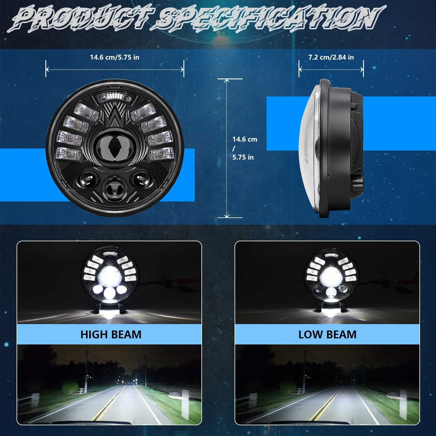 MONDEVIEW R17 H4 5 75 Faretto del motociclo 38000LMembali di marcia diurna Blu matrice 380Wembali di? dellɺutomobile