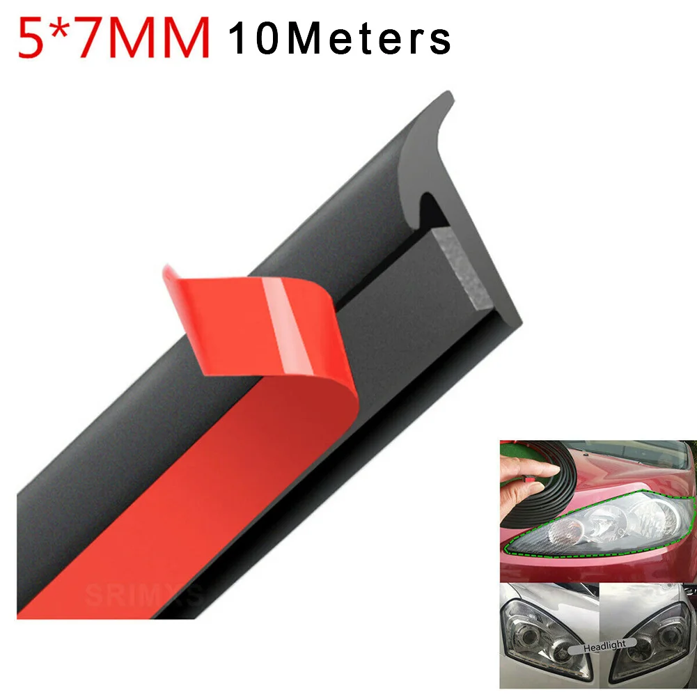 5M Car Seal Edge Sealing Strips Rubber Roof Windshield Sealant Protector Window Inclined T-Shaped Weatherproof Edge Trim