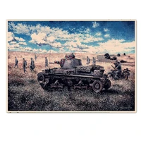 mechanical armored division vintage ww ii ger wehrmacht art poster heavy armored weapons wall picture retro kraft paper painting