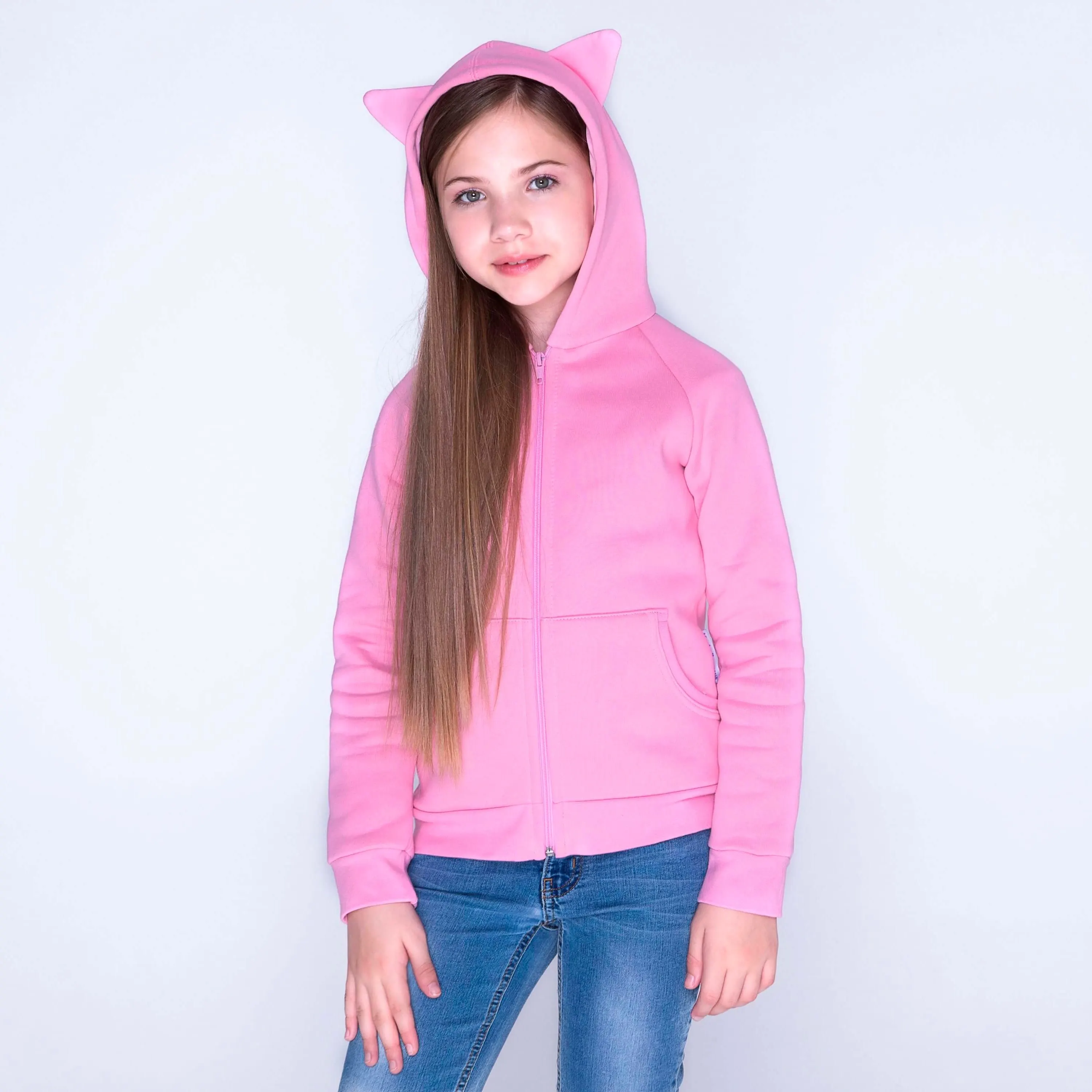 Детская кофта Кофтёныши с ушками на капюшоне 100% флисовая ткань |