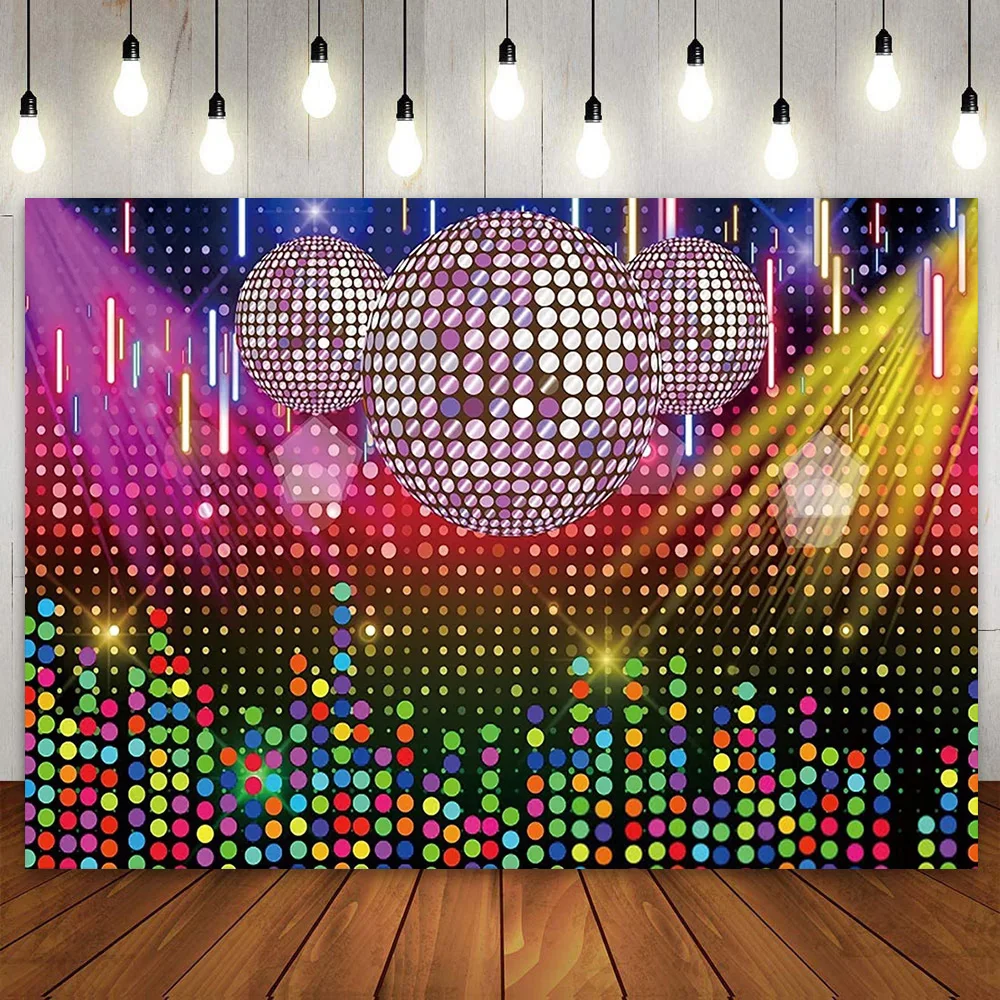 Disco Party Decor Backdrop Dancer Club Dancing Prom Background Music Stage Neon 70s 80s 90s Birthday Banner Poster for Men Women