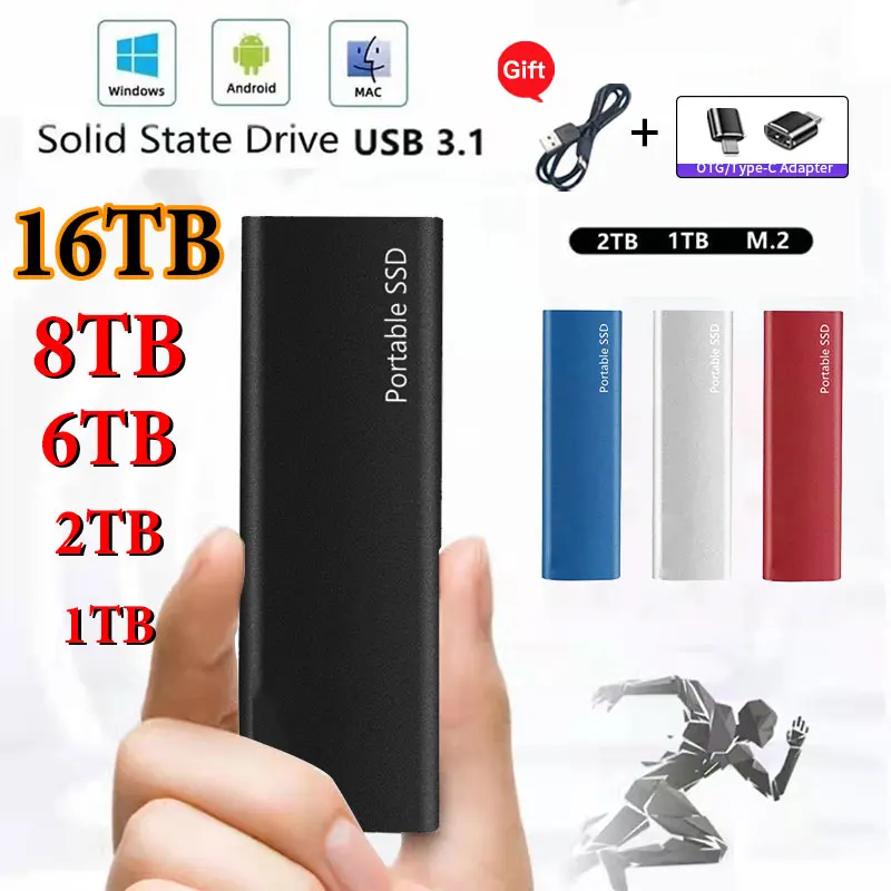 

High-speed 2TB External Solid State Drive 1TB SSD Portable Mobile Storage 500GB USB3.1 Hard Drive for Laptop/Microcomputer/MAC
