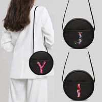 fashion small round bag colorful letters print tote bags women new crossbody round bag ladies casual shoulder bag daily handbags
