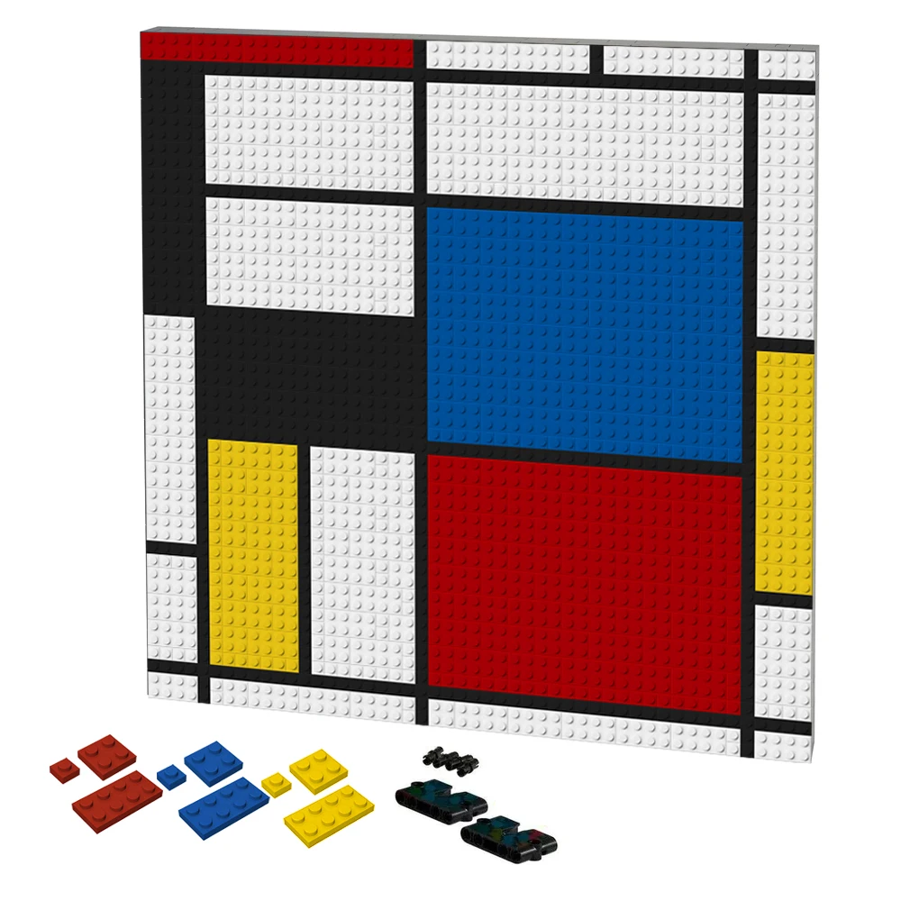 Pixel Art Mondrian Style Mosaic DIY Pop Home Famous Decorative Easy Wall Painting By Number Building Blocks MOC Set Unique Gift