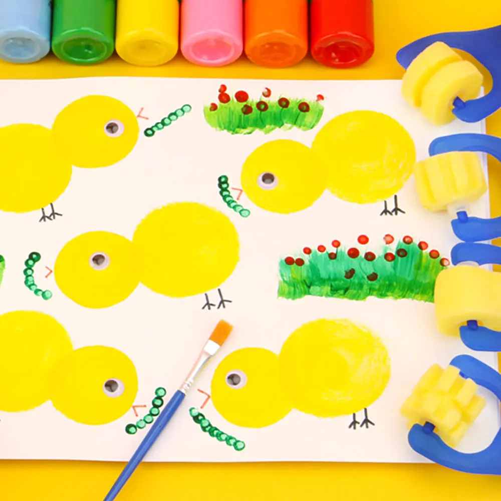 

Sponges Brush Set Stencil Sponge Brushes DIY Drawing Sponges Roller Children Drawing Toys Art Class Learning Eudcaion G0562H