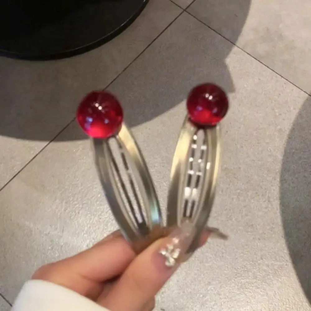 

Acetic Acid Heart Barrettes Vintage Rhinestone Korean Style Heart Hair Clip Transparent Bead Girl