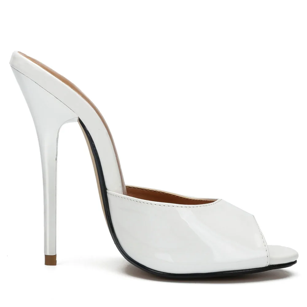 

Gnazhee 2022 White Stiletto Sexy Lady Super High Thin Heeled Open Toe Summer Mules Women's Sandals Shoes