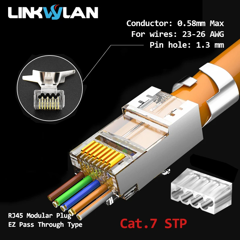 Linkwylan CAT7 Cat6 Cat5e проходят через RJ45 Модульные штепсельные сетевые разъемы UTP STP 1 1/1 3/1