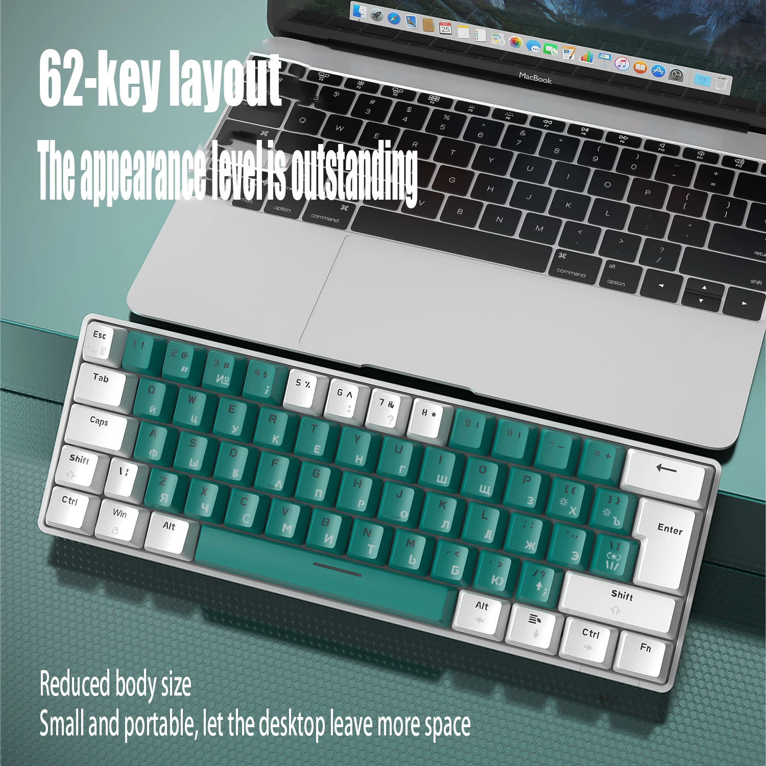 Фото T60 Русская/En Мини-игровая Механическая Клавиатура 62-клавишная Проводная Игровая Клавиатура RGB Type-C NKRO 60% Эргономичная Клавиатура Для Геймеров №3