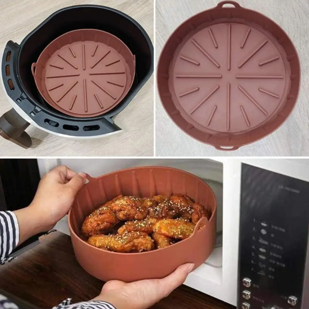 

Airfryer Silicone Pot Air Fryers Oven Griddle Baked Mat Round Square Replacemen Accessories Basket Chicken Pizza Pan Grill W0n3