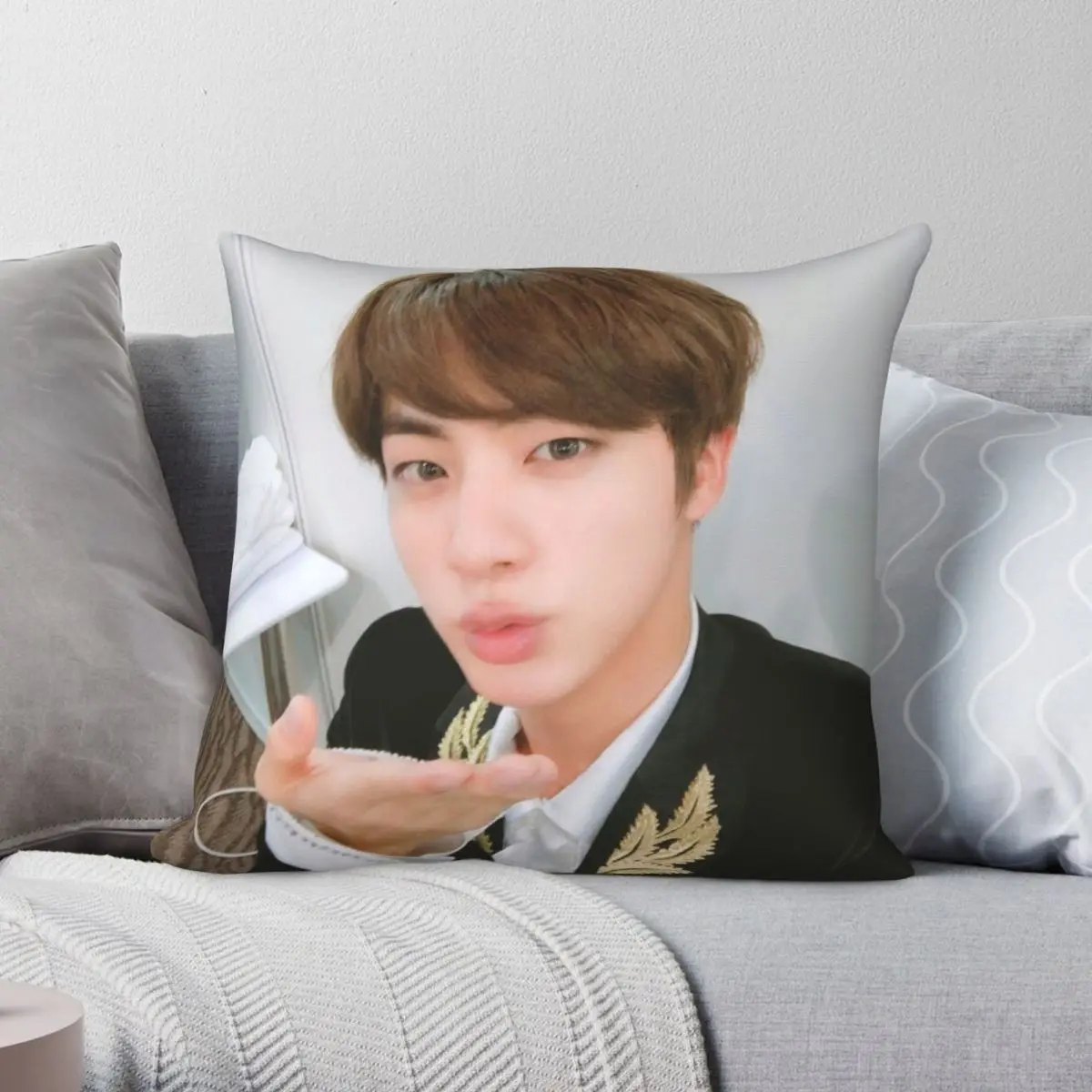 

Чехол для подушки Jin 3, чехол из полиэстера и льна с бархатным узором на молнии, декоративный чехол для подушки, оптовая продажа, 45x45