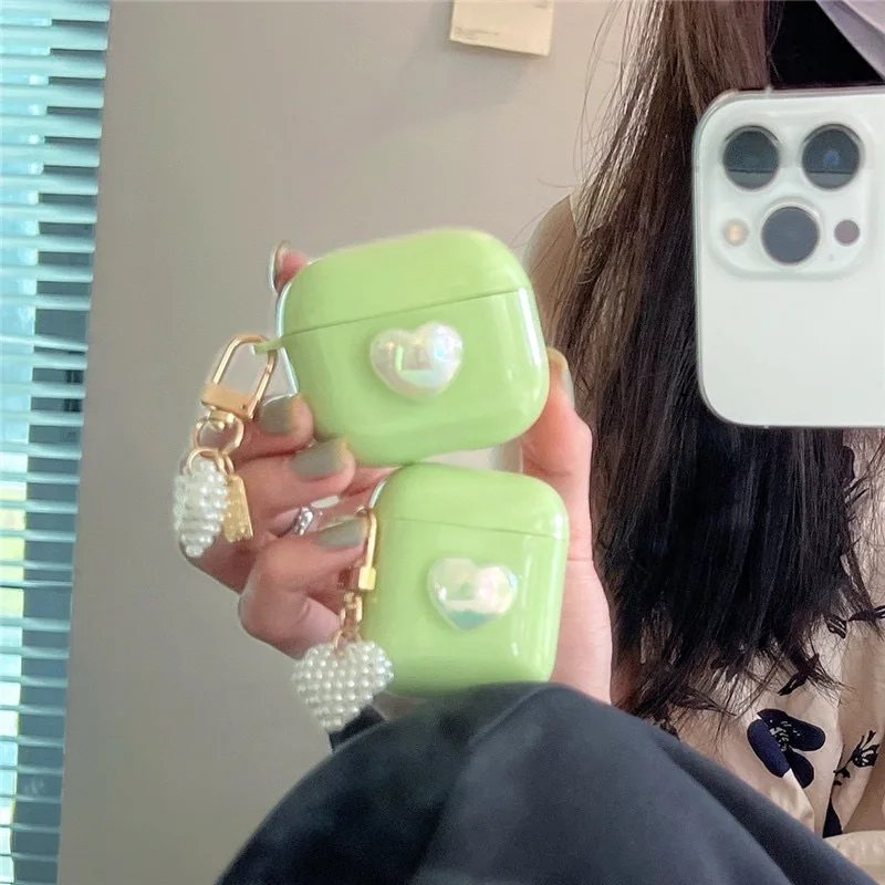 

Cute Fresh Heart Case for Airpods 1 2 Pro TPU Earphone Bluetooth Wireless Protective Cove for AirPods Pro 3 With Keyring