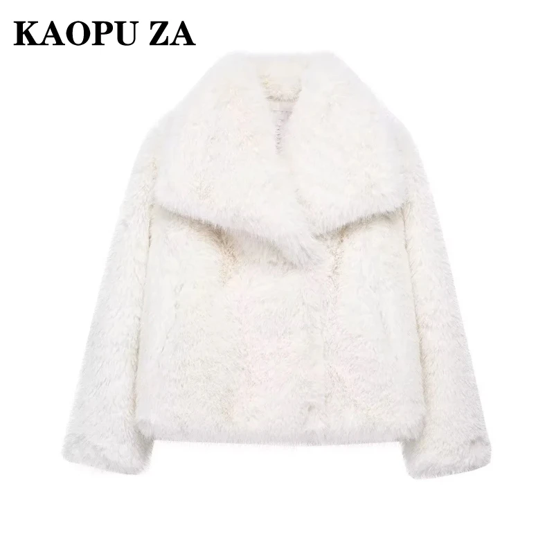 KAOPU ZA 2024 осенне-зимняя женская повседневная однотонная куртка с отложным