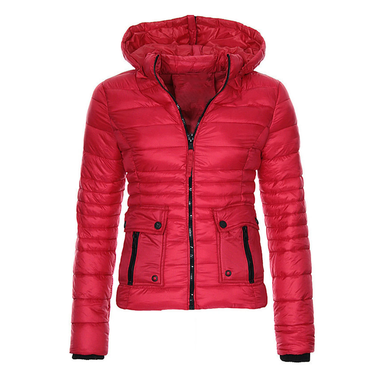Fashion Jacket Coat Elastic Cuffs Skin-Touch Winter Women Hooded Puffer Jacket  Women Coat    Casual Overcoat