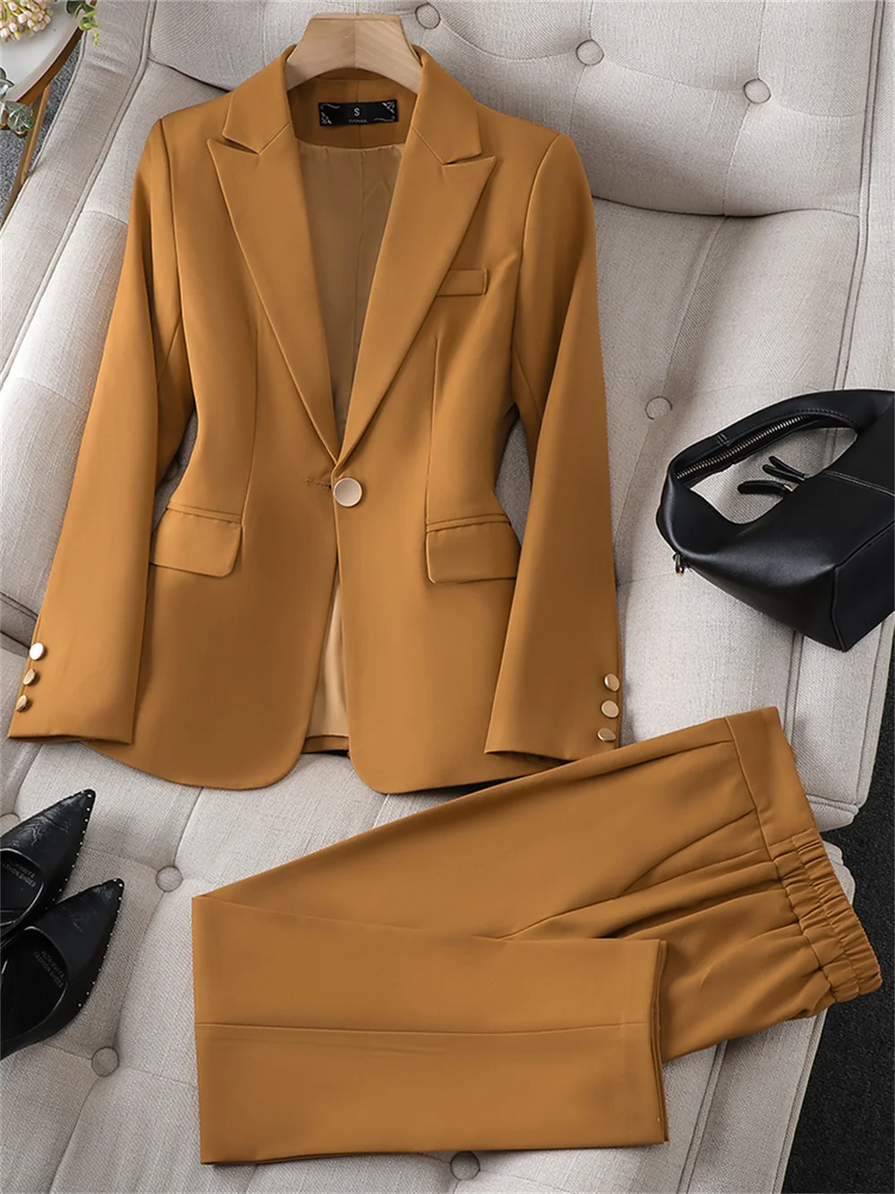 2023 New in Women's Suit Office Lady Solid Blazer Jacket + Trouser 2 Piece Set Female Business Suit Sets Formal Slim Pant Suit