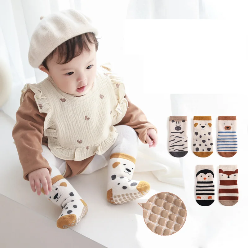 Crew Socks with Non Slip/Anti Skid Soles for Baby Infants Toddlers Kids Boys Girls