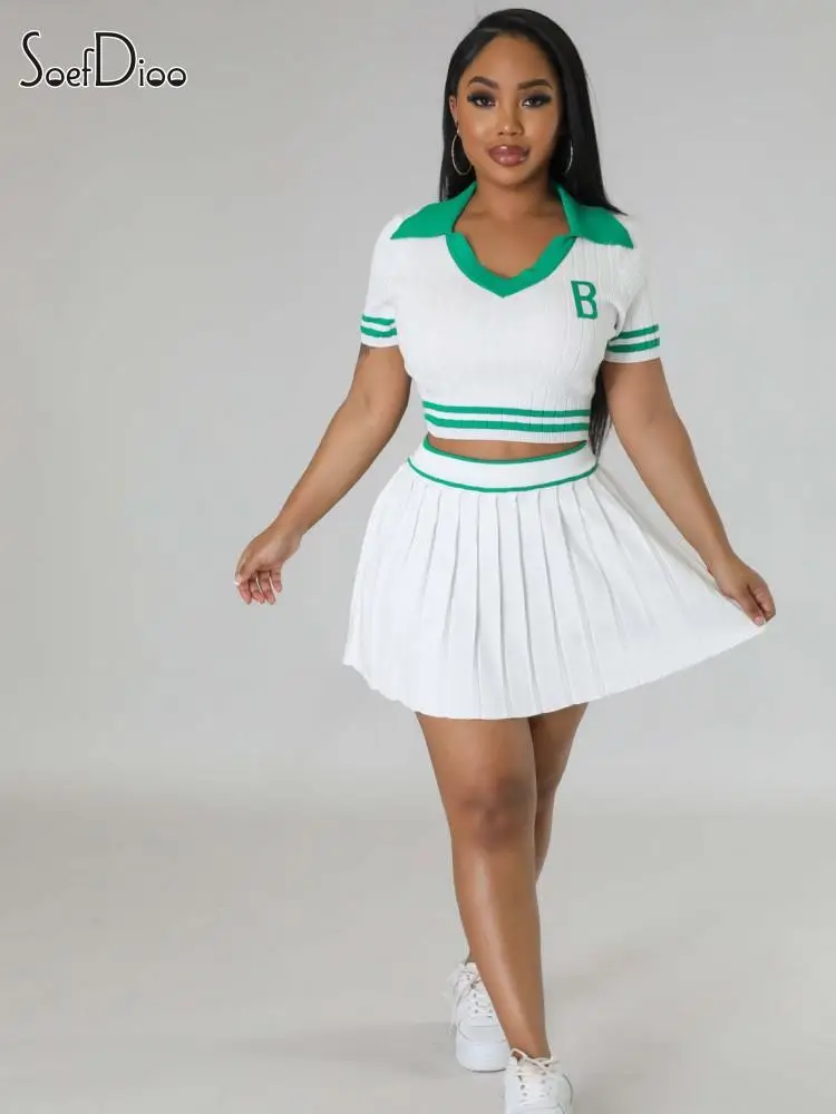 

Женский комплект из двух предметов Soefdioo, модный кроп-топ с отложным воротником и аксессуары, спортивная одежда 2023