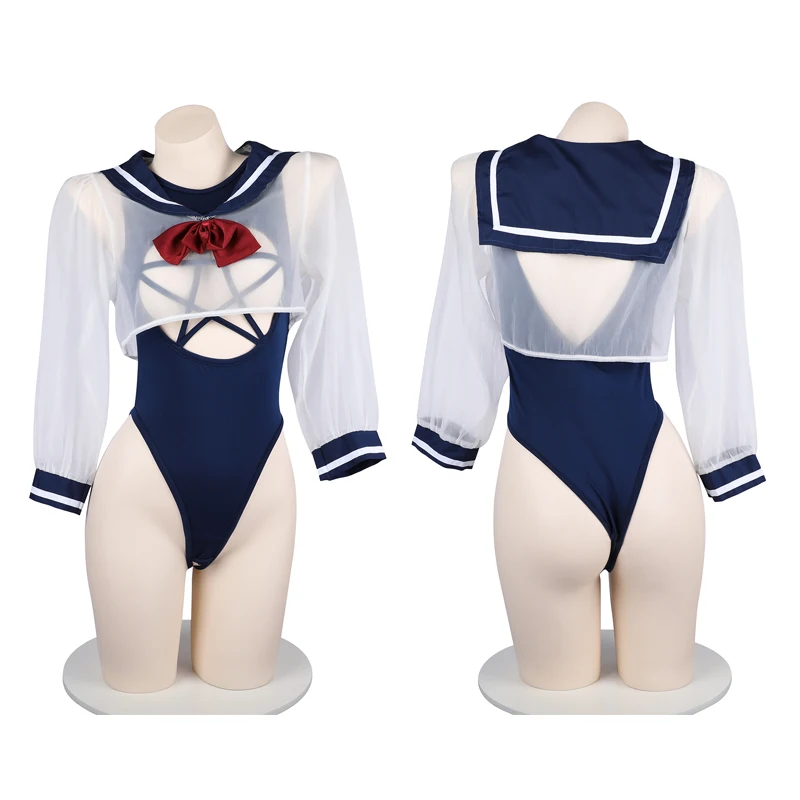 Школьная форма для косплея девочек из аниме прозрачная рубашка с матросским