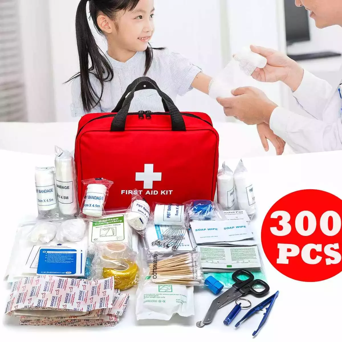

300Pcs Portable First Aid Kit Travel Outdoor Camping Home Household Emergency Bag Band Aid Bandage Treatment Pack Survival Kit