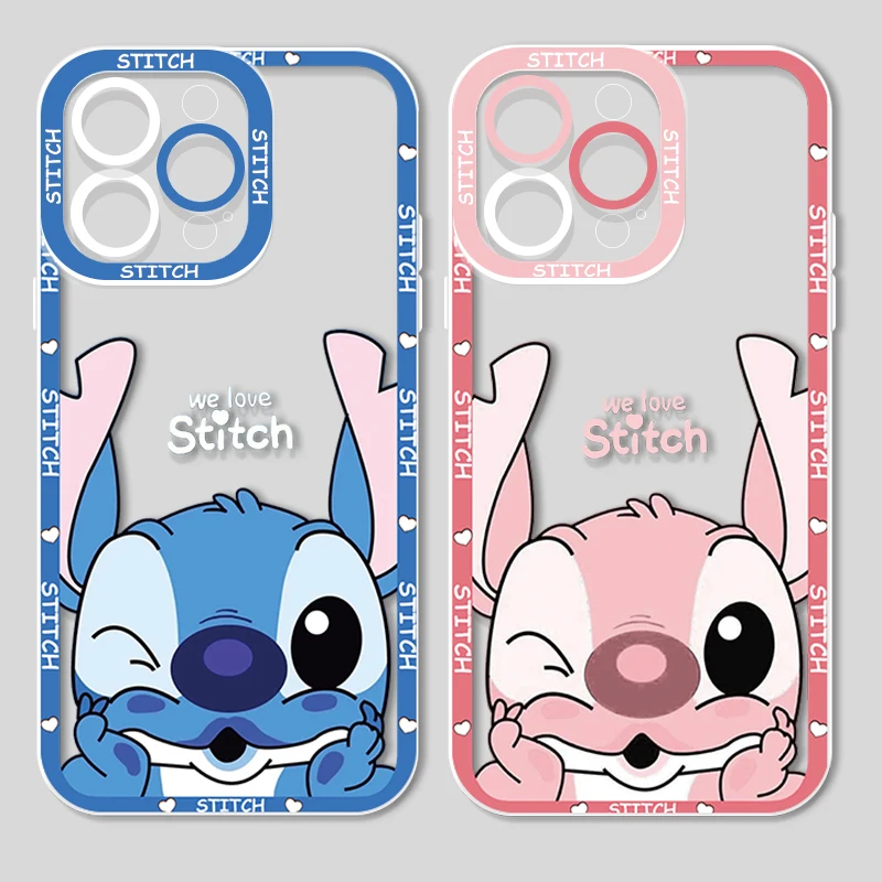 

Anime Stitch Lilo Angel For Apple iPhone 14 13 12 11 X XR XS MAX 8 7 6 Pro Plus Angel Eyes Transparent Soft Phone Case Fundas