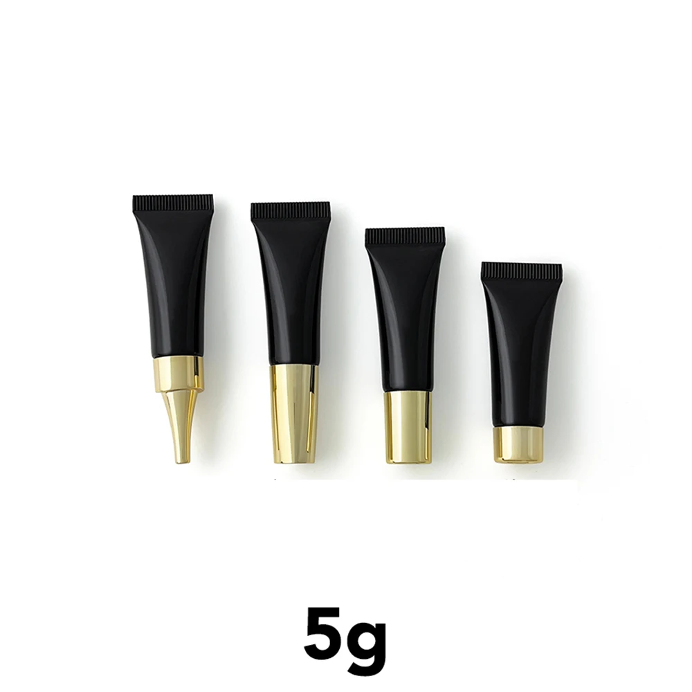 

5g Black Plastic Cosmetics Squeeze Bottle 5ml Refillable Soft Tube Eye Cream Lotion Essence Travel Package Empty Container