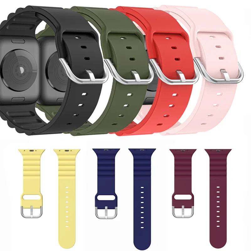 

Ремешок силиконовый для Apple Watch Band Wave, сменный Браслет для iWatch Series 6 5 4 3, 38 мм 40 мм 42 мм 44 мм