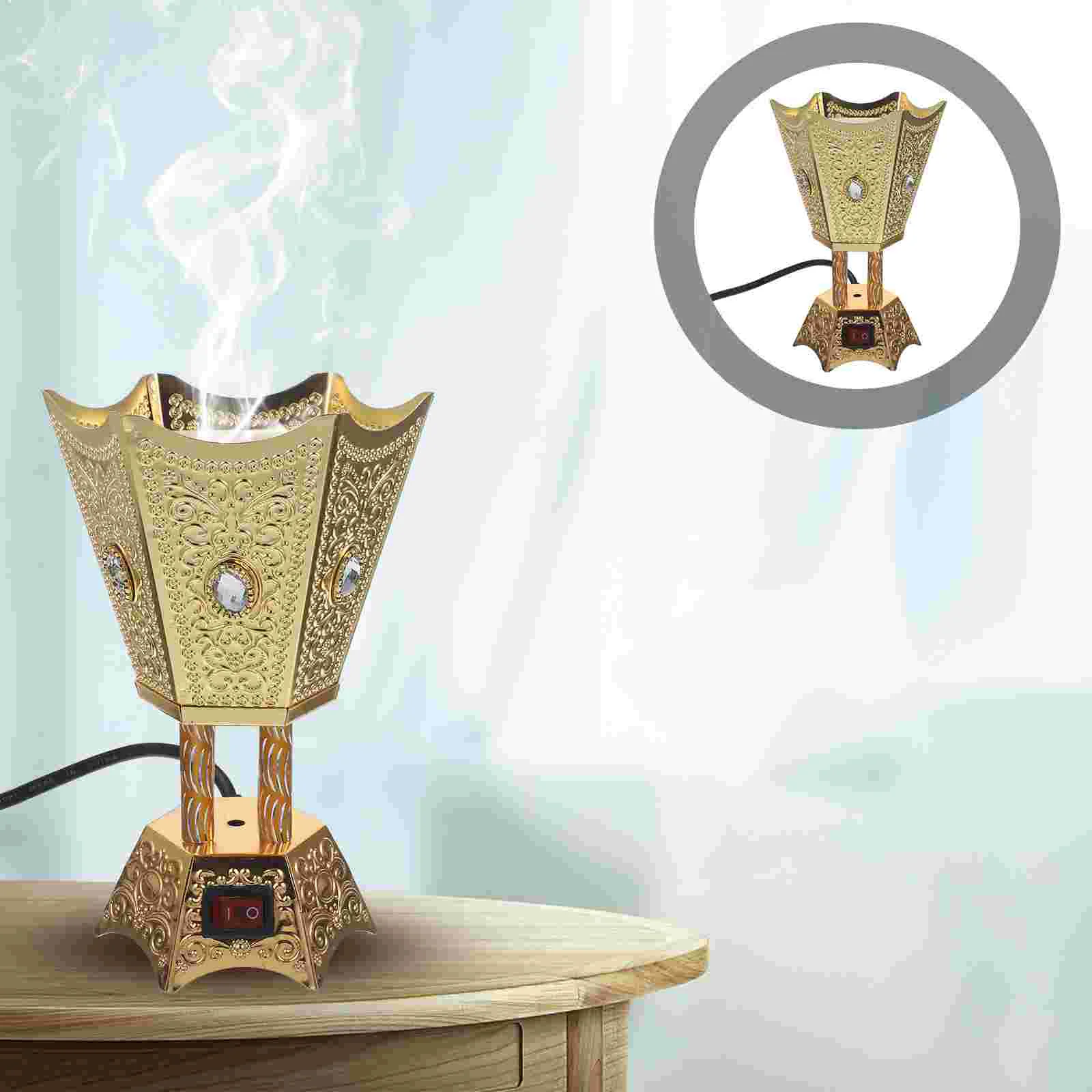 

Electric Censer Burner Table Burner Ornament Antique Censer Holder Metal Burner Holder (EU/UK/US Plug)