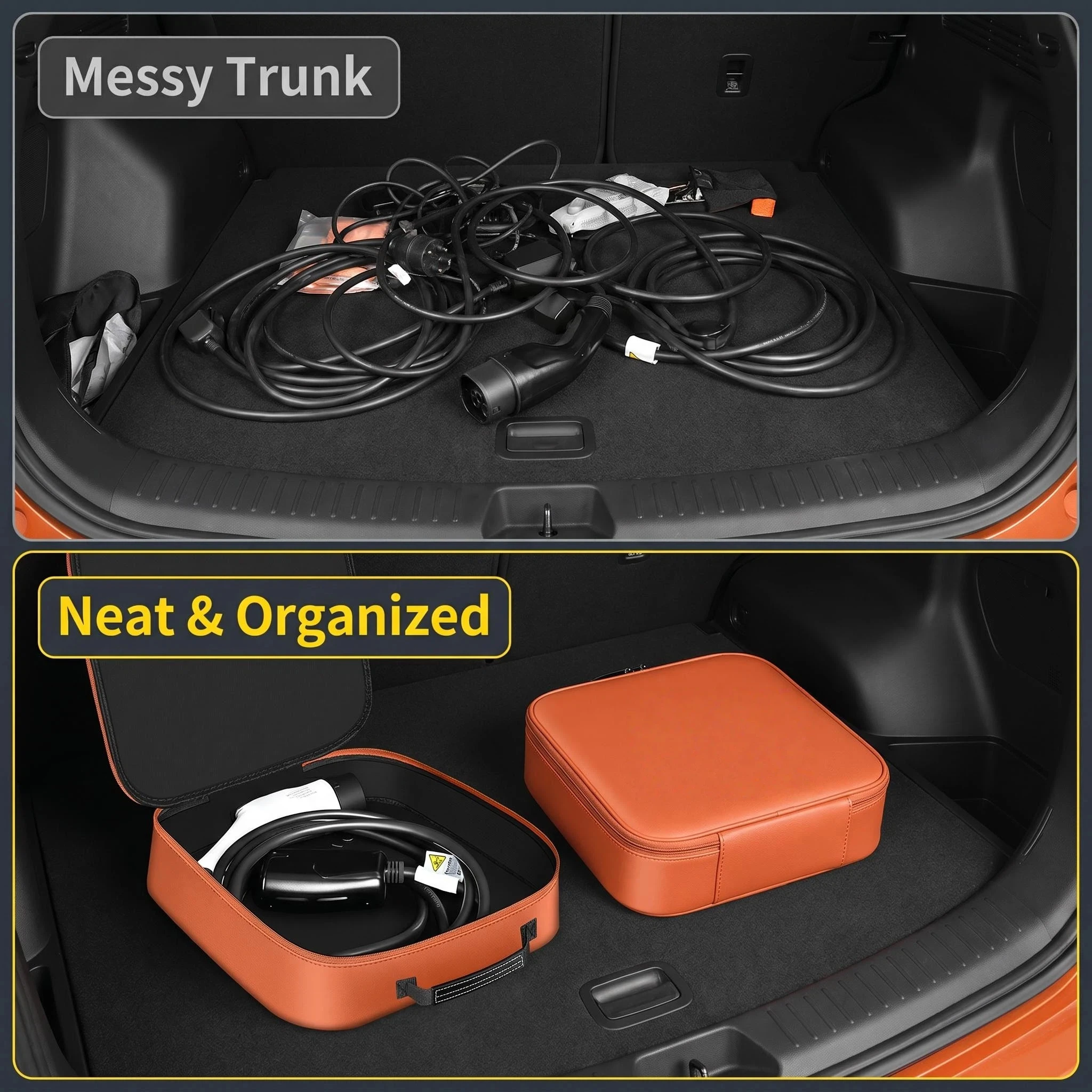 Фото Подходит для Volvo EX90/XC90/XC70/XC60/XC40 SPA Y20 P24: Сумка-органайзер для хранения зарядного кабеля электромобиля, органайзер для салона автомобиля №3