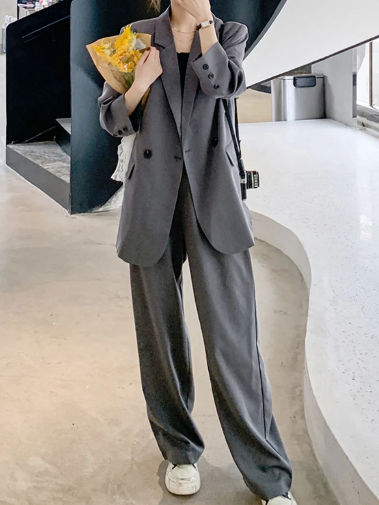 

Business Trousers Suit for Women Elegant Casual Formal Blazer Jackets Loose Pants 2 Pieces Set Femme Fashion Workwear Cloth New