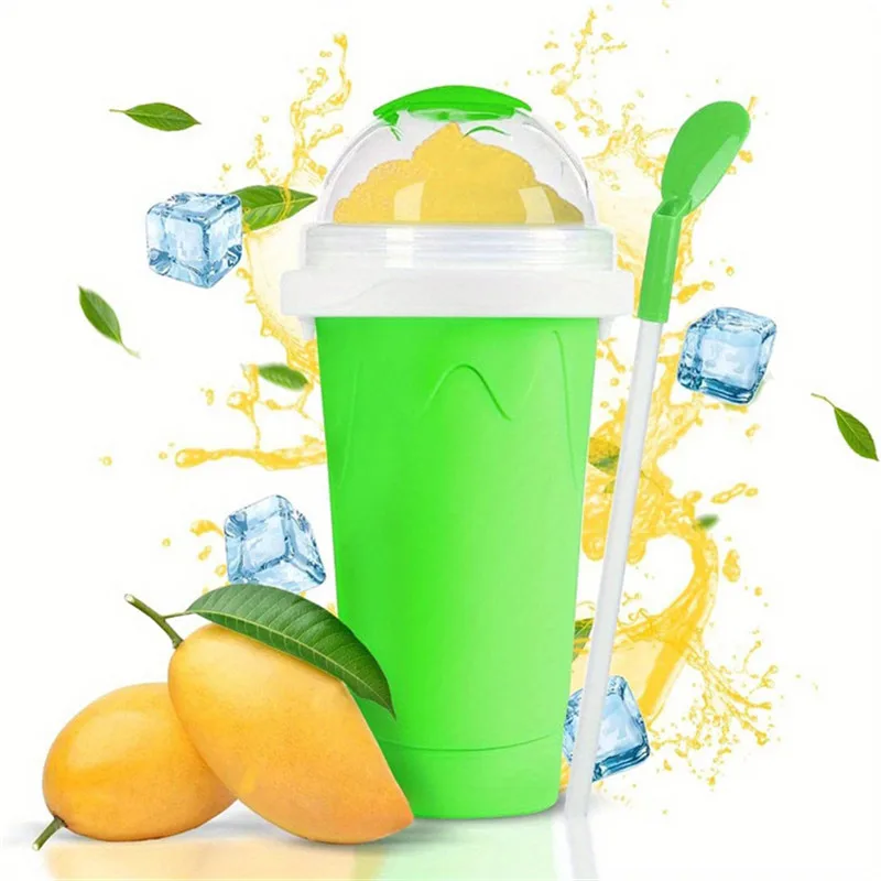 

Green Summer Squeeze Homemade Juice Water Bottle Quick-Frozen Smoothie Sand Cup Pinch Fast Cooling Magic Ice Cream