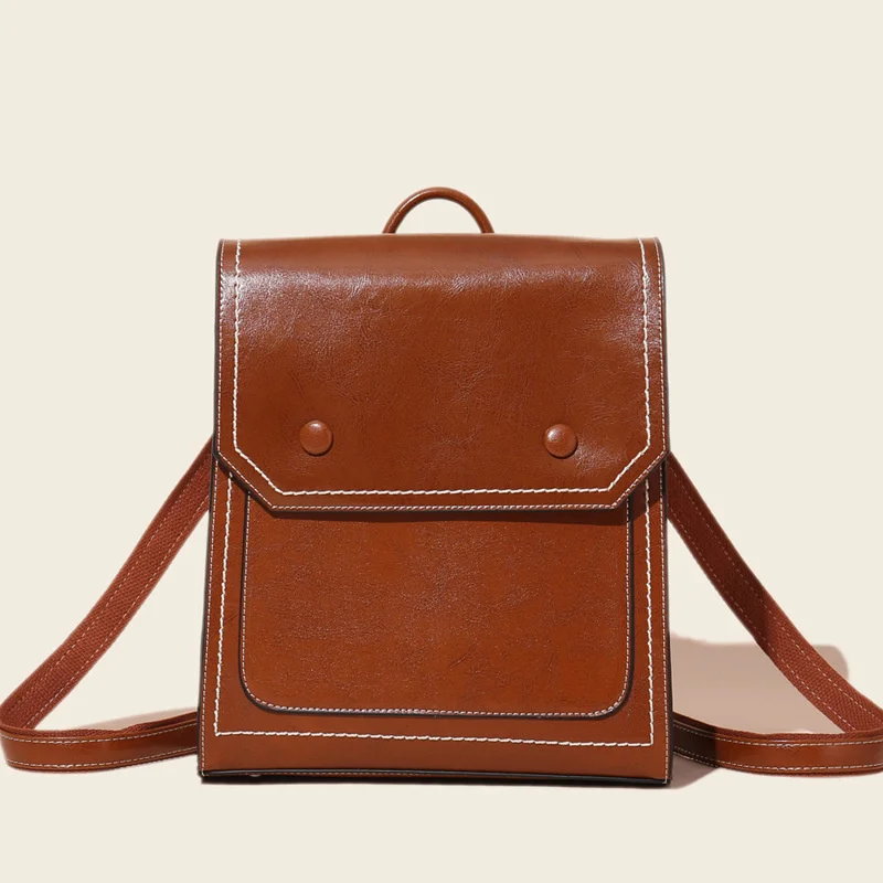 

Genuine Leather Retro Backpack For Women Casual Travel Small Backpack Fashion Ladies Shoulder Bag Cowhide Teenager School bag