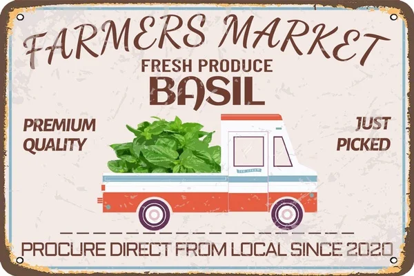 

A Truck of Basil Farmers Market Fresh Produce Just Picked Metal Tin Sign Home Decor Art Poster 8x12 Inch