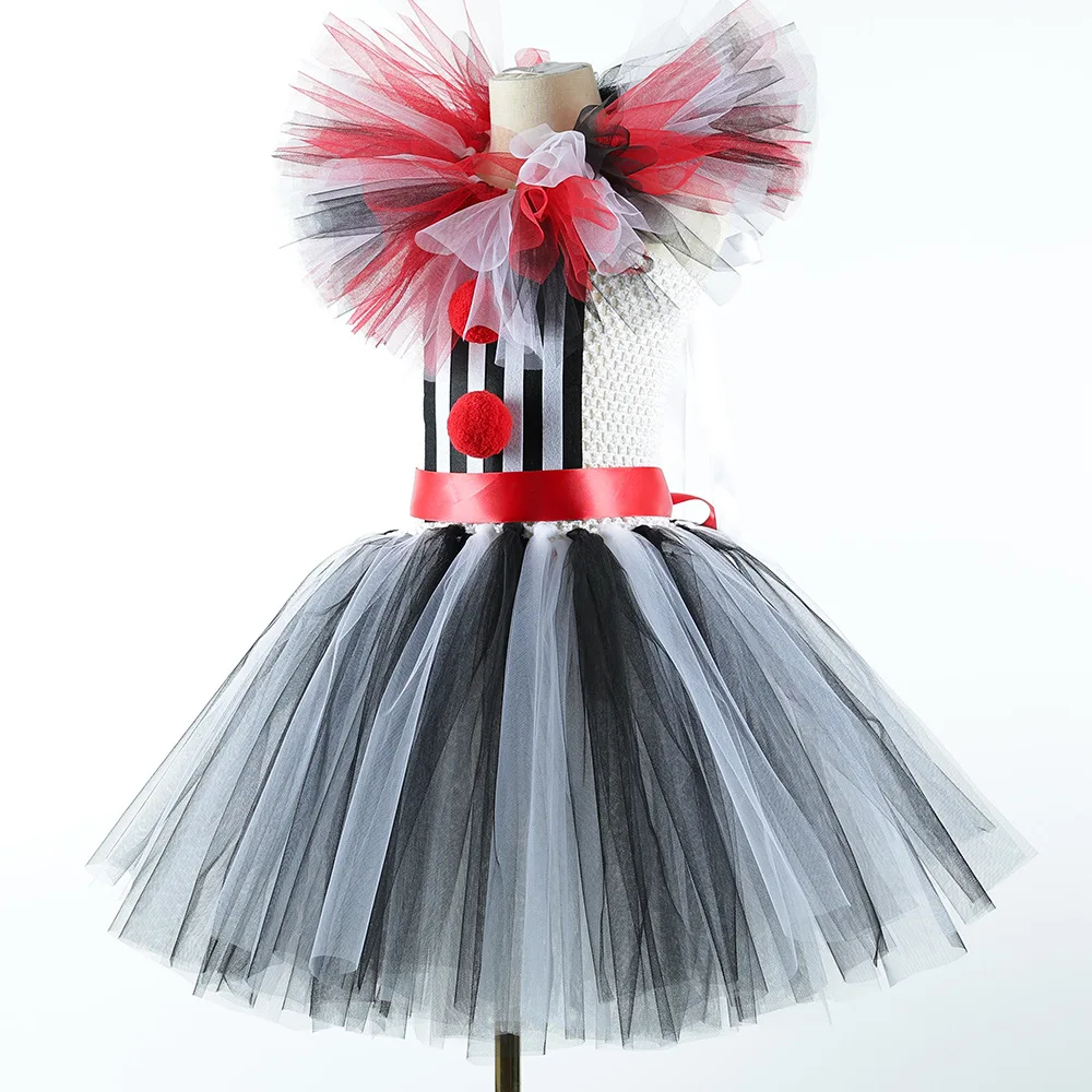 Детский костюм клоуна для Хэллоуина карнавальное яркое платье-пачка девочек