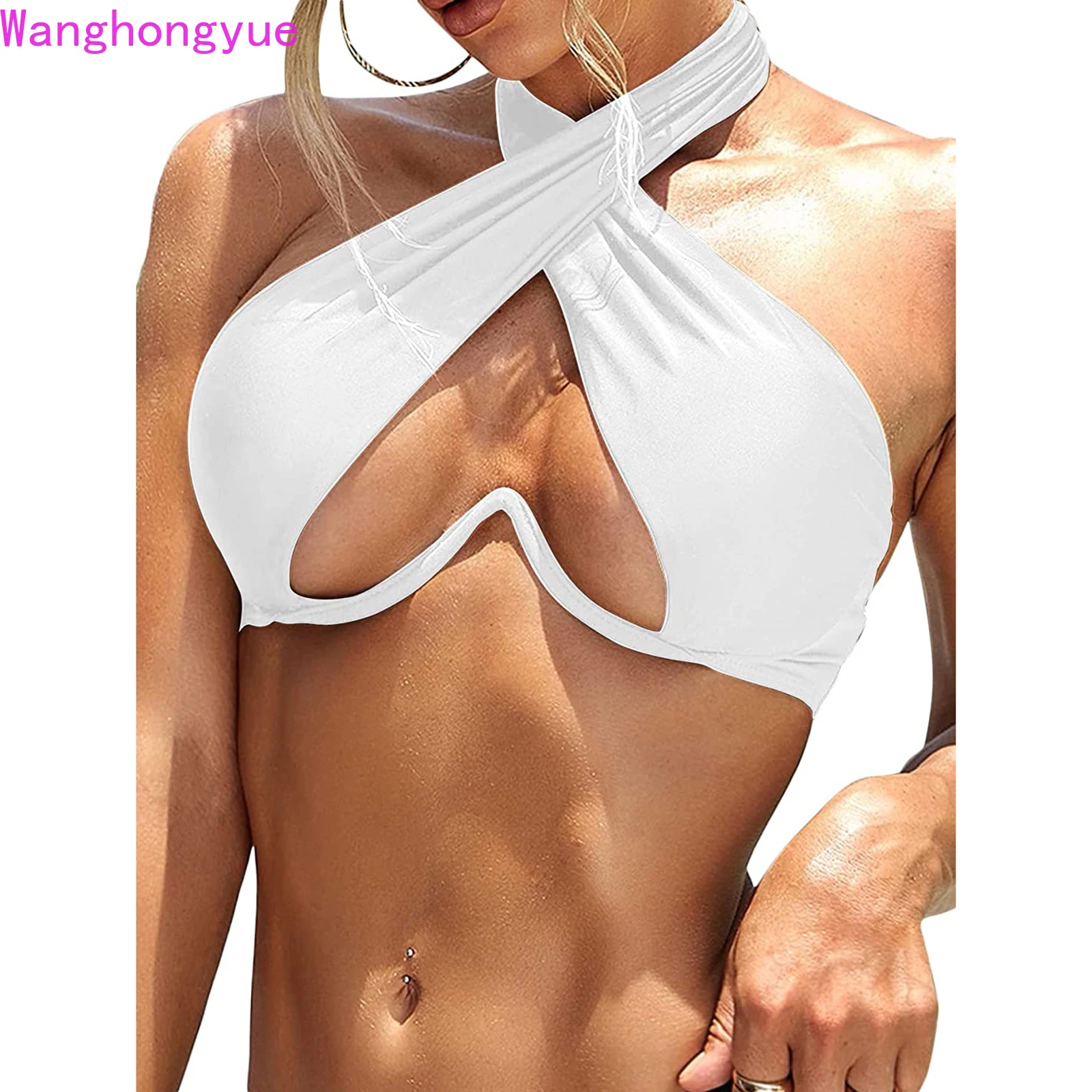 

Ladies Summer Solid Color Sexy Swimsuit Adult Female Multifunctional Detachable Shoulder Strap Sexy Halter Swimsuit Bikini