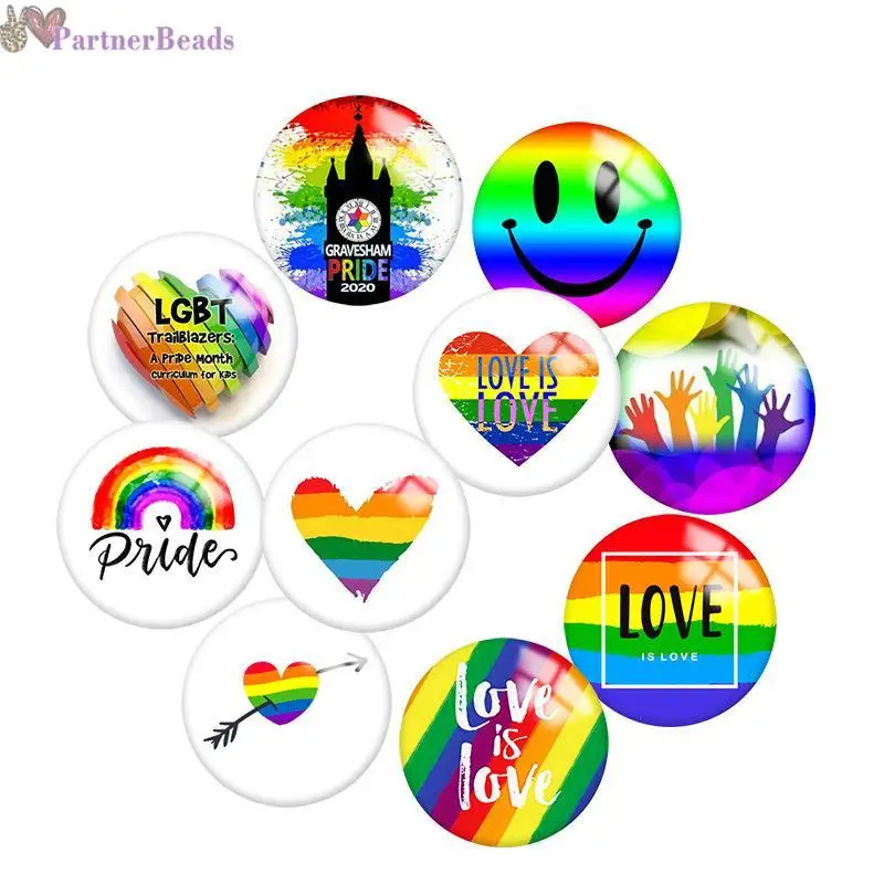 

Colorful Love Round Photo Glass Cabochon Demo Flat Back Making Findings 20mm Snap Button N5011