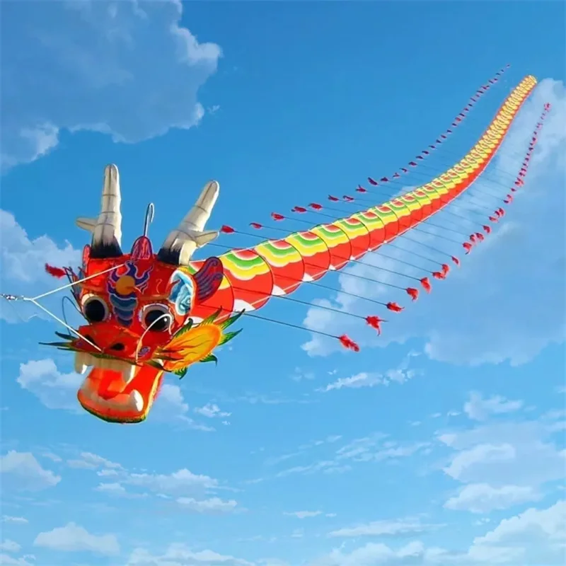 Бесплатная доставка 50 м китайский воздушный змей-дракон с летающей ручкой